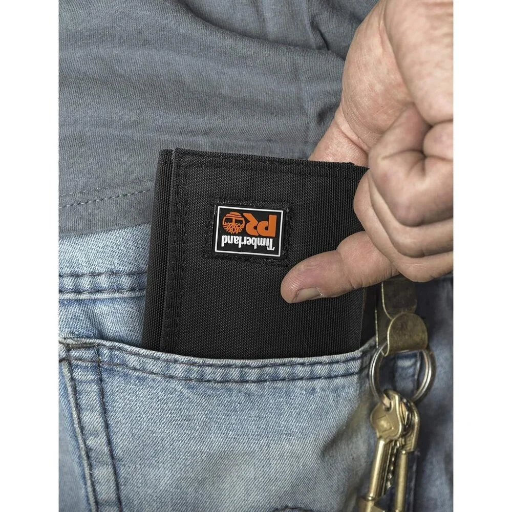 Timberland PRO Men's Cardura Nylon RFID Trifold Wallet with ID Window